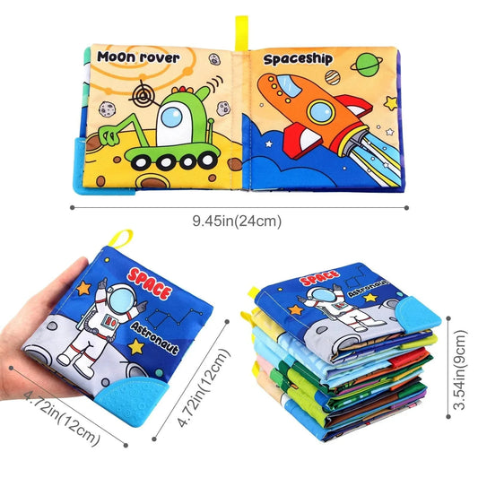 Baby Soft Cloth Books Baby Intelligence Development Learning Book with Teether Rustle Sound Cognition Educational Toys for Baby - ToylandEU
