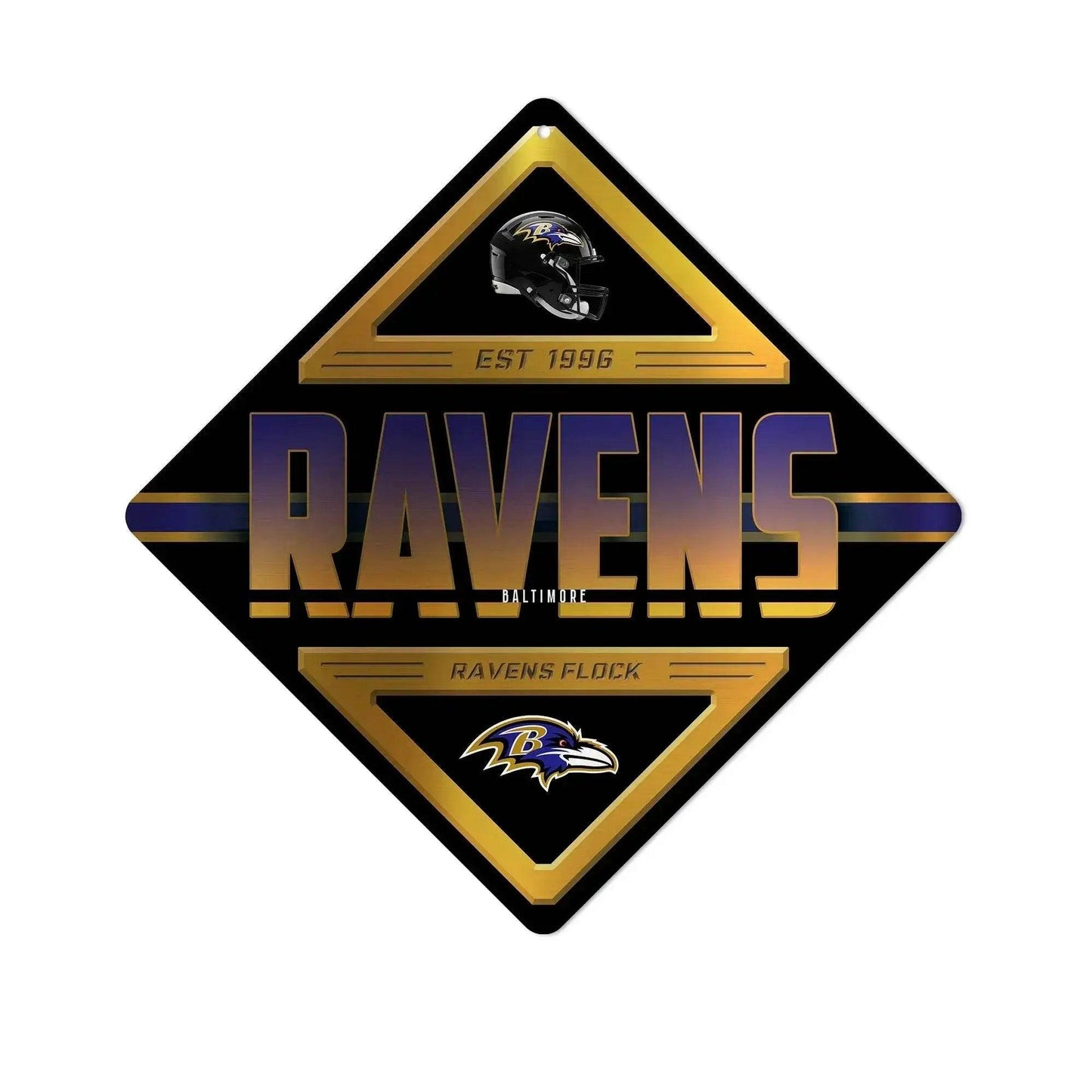 Baltimore Ravens Metal Diamond Sign Wall Decor 12x12 Inches - ToylandEU™