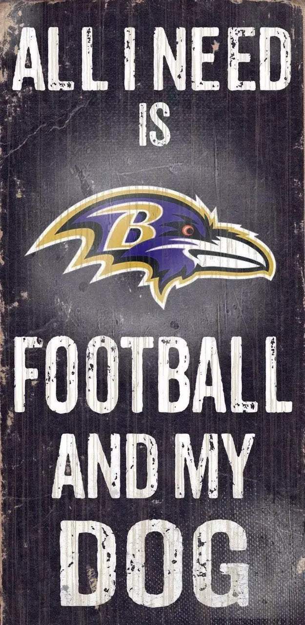 Baltimore Ravens Wood Sign Football And Dog 6x12 Inches - ToylandEU™
