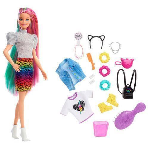 Barbie Rainbow Hair Doll With Cold Water Cheetah Print - ToylandEU
