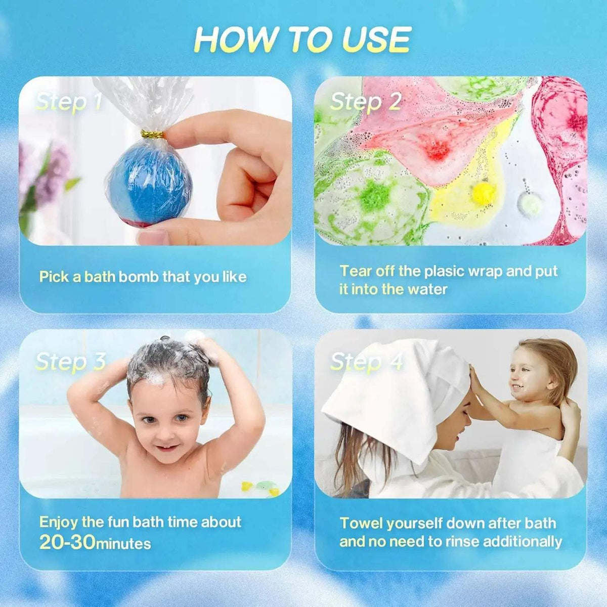 Kids Bath Bombs Glow Inside 24 Pack Organic Bubble Bath - ToylandEU™