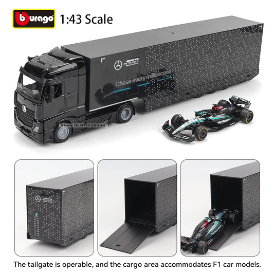 Bburago Diecast Premium 1 To 43 Mercedes F1 Hauler Set - ToylandEU