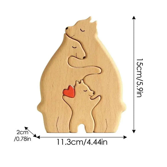 Bear Family Wooden Puzzle Art Handcrafted Home Decor - ToylandEU™