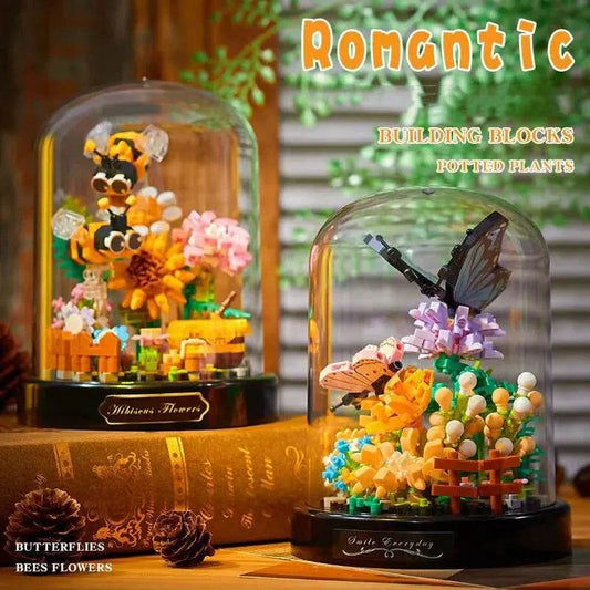 Bee Butterfly Flower Bonsai Building Blocks With Dust Cover - ToylandEU