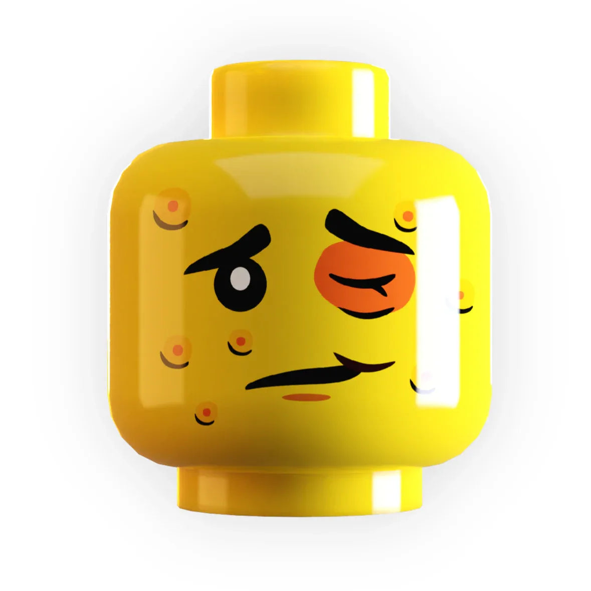 Bee Stings Figure Head Print On Authentic LEGO Element, Standard Figure Head, ABS Plastic - ToylandEU