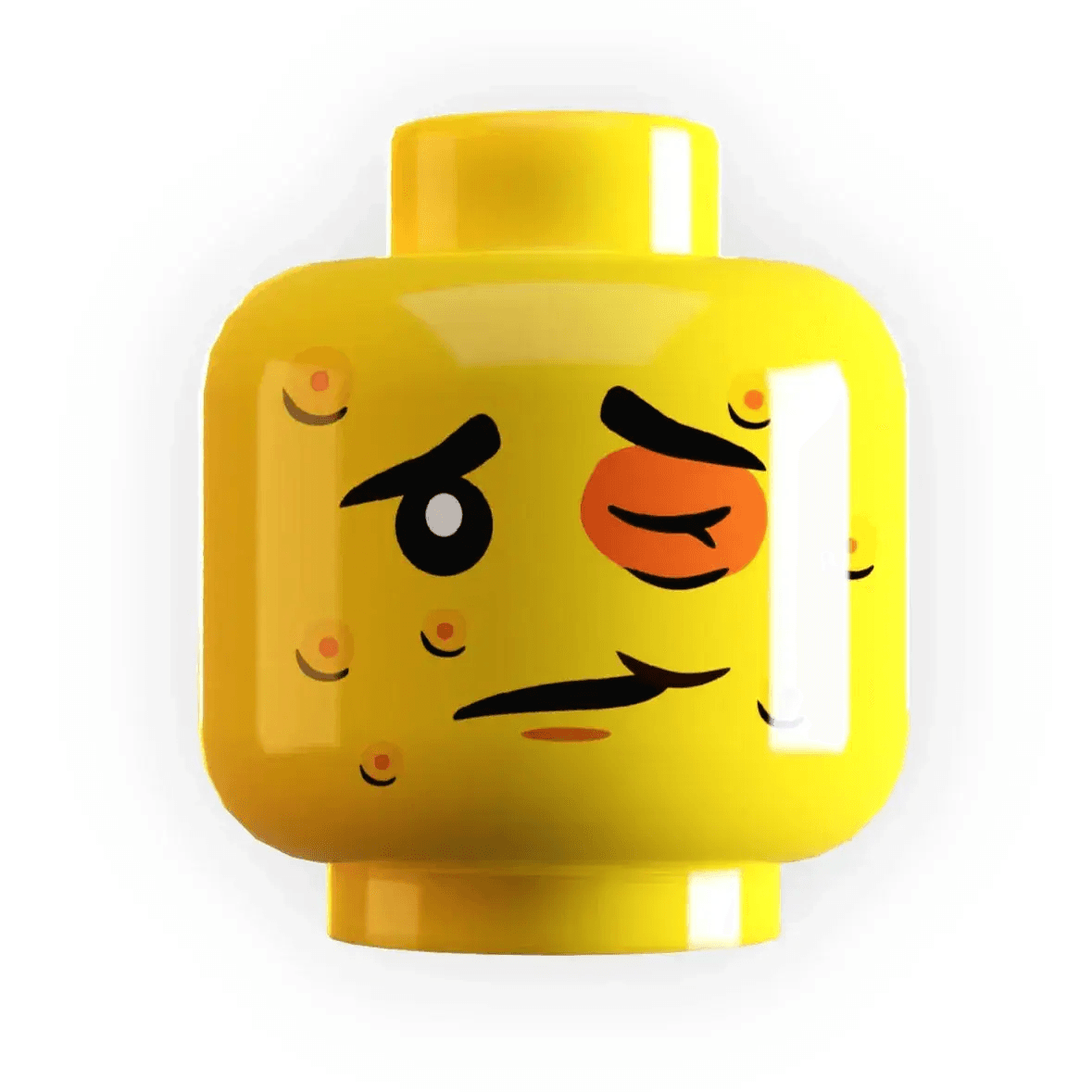 Bee Stings Figure Head Print On Authentic LEGO Element, Standard Figure Head, ABS Plastic - ToylandEU