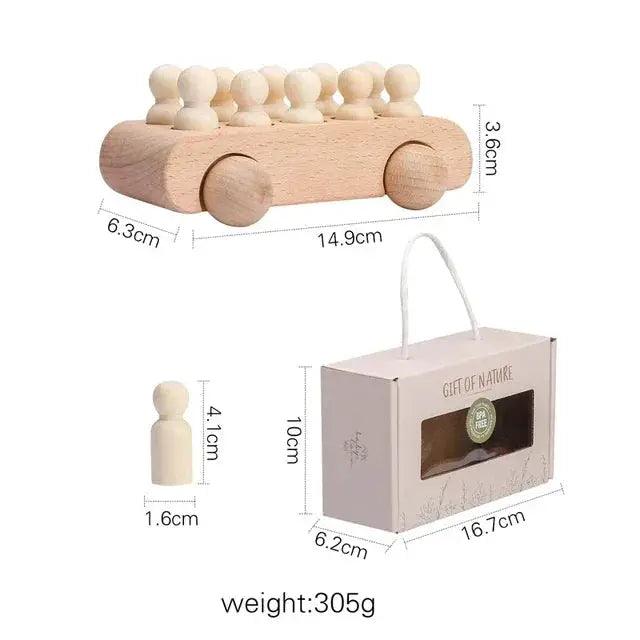 Beech Wood Montessori Blocks Bus Toy Educational Play - ToylandEU™