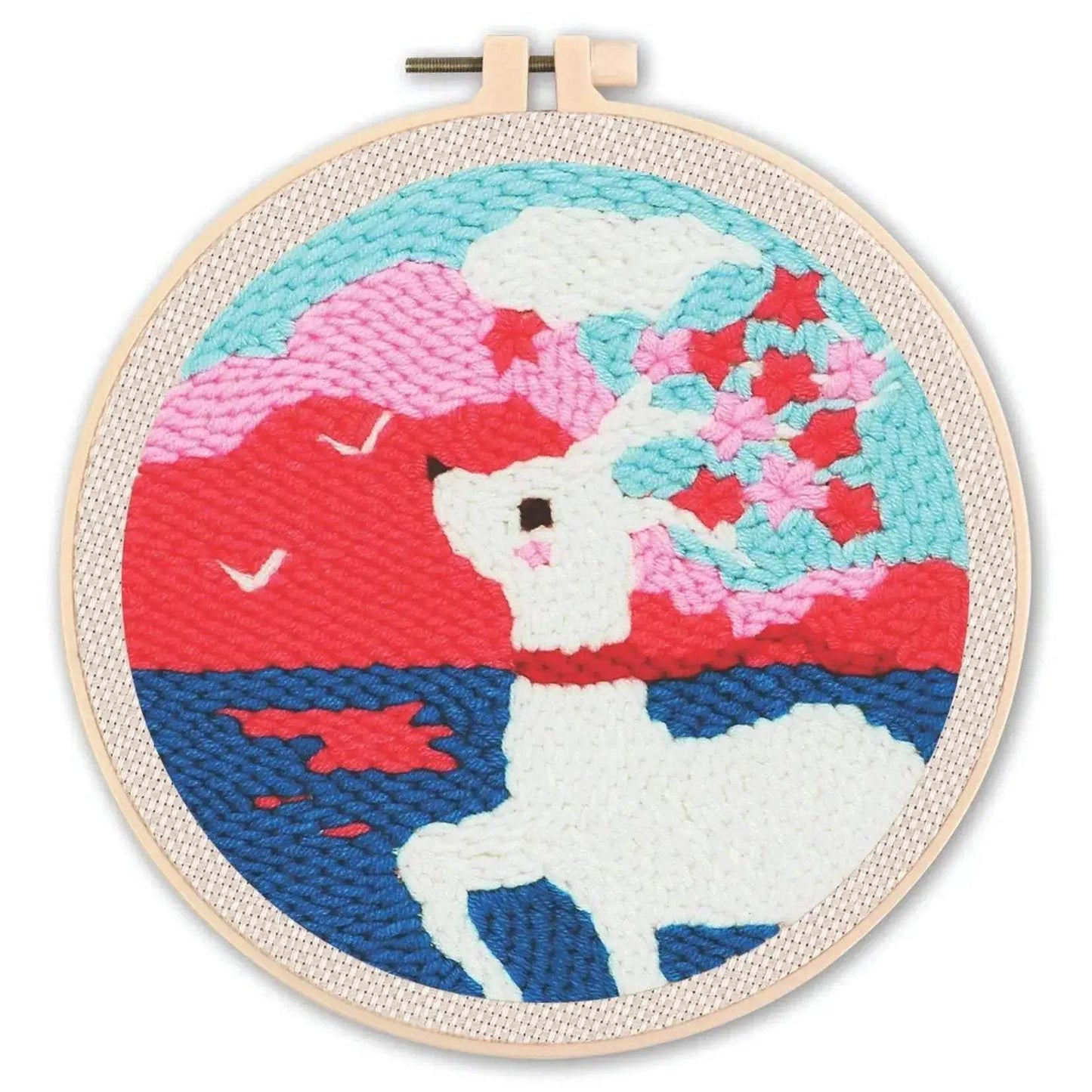 Beginner-Friendly Punch Needle Embroidery Kit with Adjustable Tool, Yarn, and 20x20cm Fabric Hoop for DIY Projects and Gifts - ToylandEU™