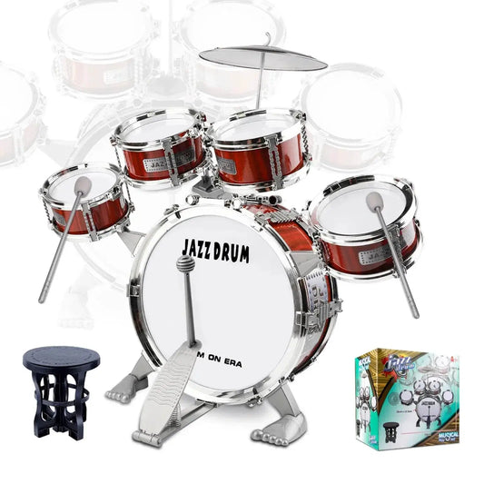 Beginner's 5-Piece Junior Drum Set with Stool & Cymbal for Kids 3-14 - ToylandEU