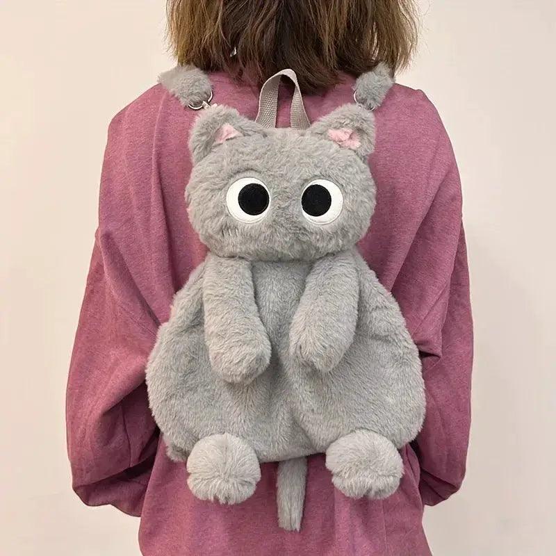 Black Cat Plush Backpack Crossbody Bag Large Capacity - ToylandEU™