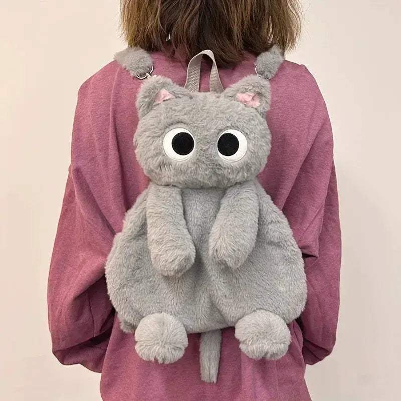 Black Cat Plush Backpack With Large Capacity Crossbody Bag - ToylandEU