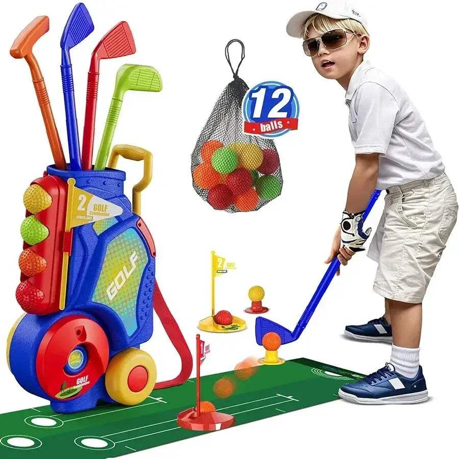 Blue Plastic Golf Cart With Balls And Shoulder Strap 14.5x8.5x3.9in - ToylandEU