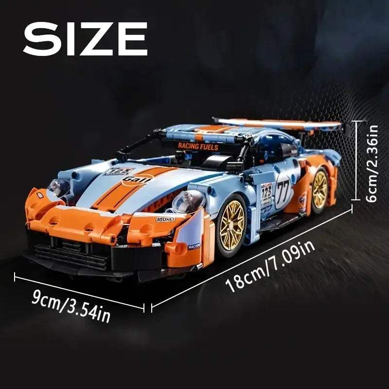 Blue Racing Car Building Blocks 1 To 14 Scale Durable - ToylandEU