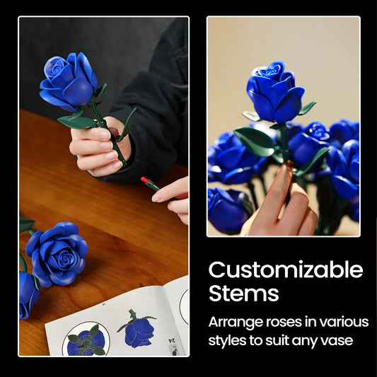Blue Rose Building Blocks Set For Customizable Home Decor - ToylandEU