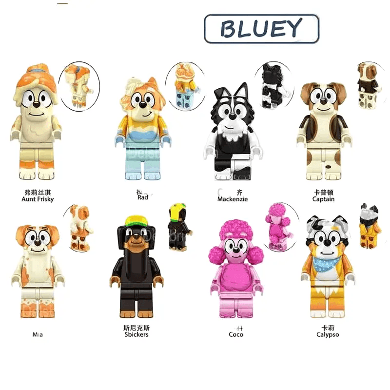 Bluey Lego Minifigures 8 Piece Set For Kids Creative Play - ToylandEU™
