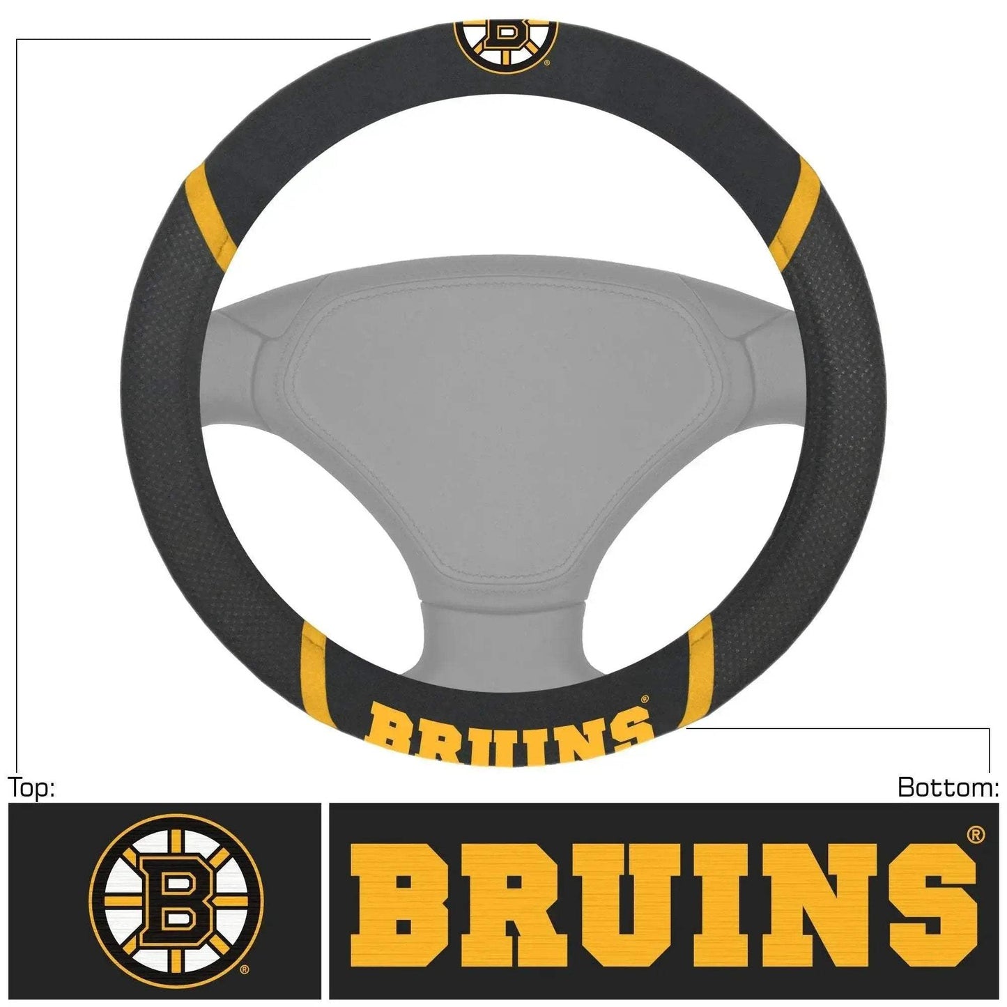 Boston Bruins Steering Wheel Cover Mesh Suede Stitched - ToylandEU™