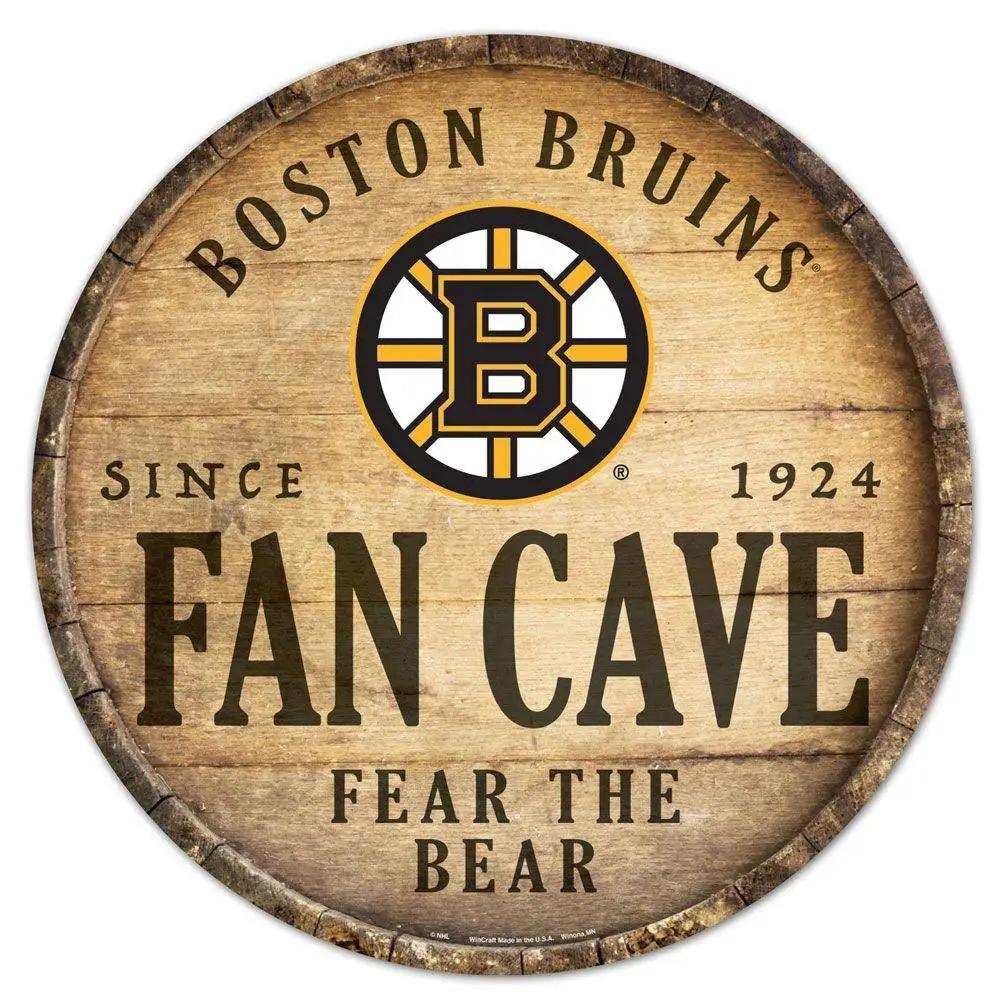 Boston Bruins Wood Sign 14 Inch Round Barrel Top Decor - ToylandEU™