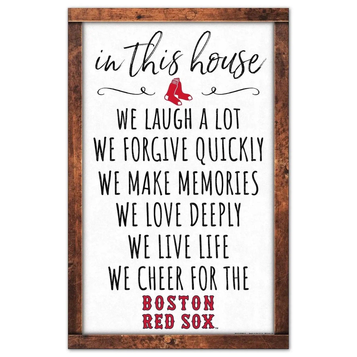 Boston Red Sox Sign 11x17 Wood Wall Art In This House - ToylandEU™