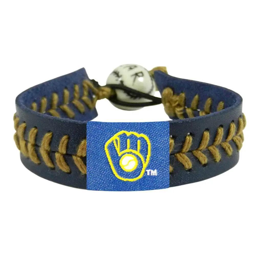 Milwaukee Brewers Team Color Leather Baseball Bracelet - ToylandEU™