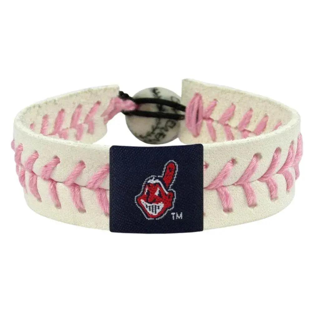 Cleveland Indians Leather Baseball Bracelet Pink Adjustable - ToylandEU™