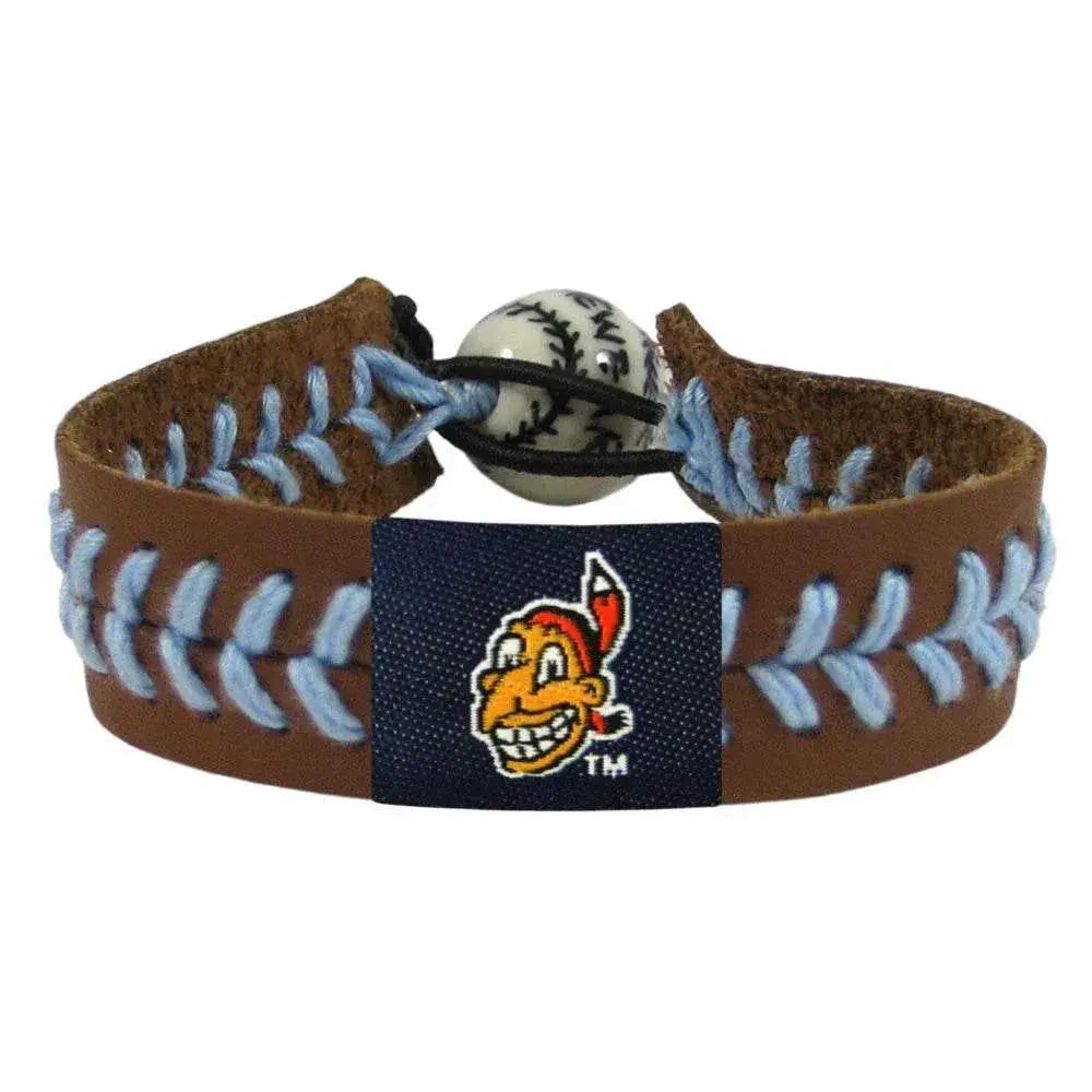 Cleveland Indians Leather Bracelet Brown Blue Thread - ToylandEU™
