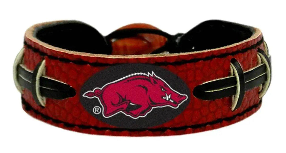 Arkansas Razorbacks Leather Bracelet Team Color Football - ToylandEU™