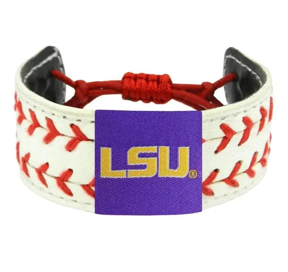 LSU Tigers Leather Bracelet With Ceramic Bead Adjustable - ToylandEU™
