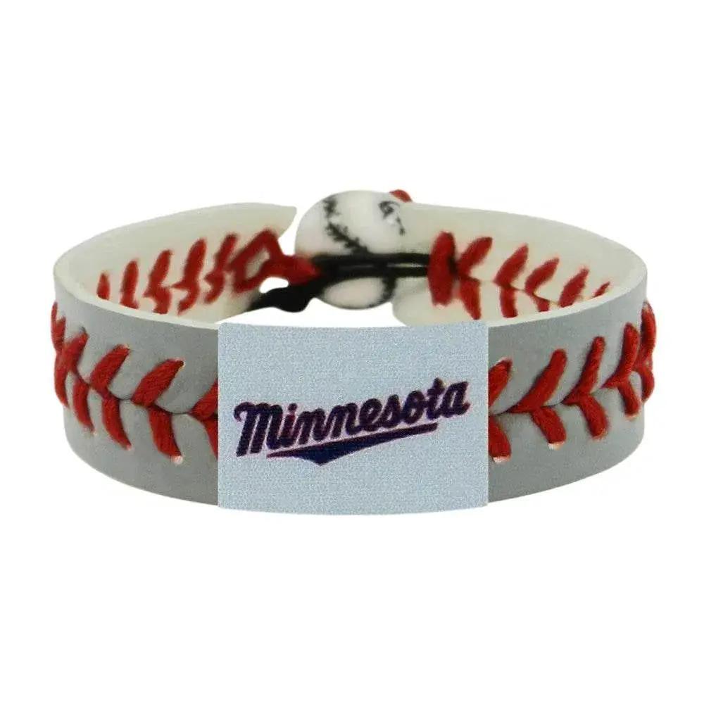 Minnesota Twins Leather Bracelet Gray Script Logo One Size - ToylandEU™