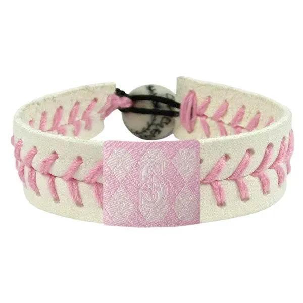 Seattle Mariners Leather Bracelet Pink Argyle Ceramic Bead - ToylandEU™