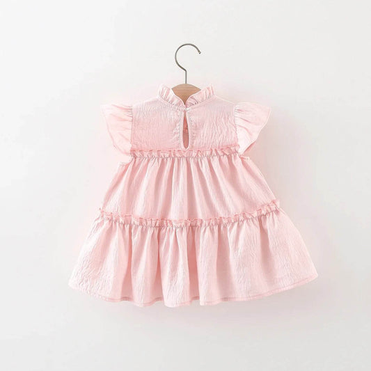 Breathable Baby Girl Dress With Tulip Pattern Embellishment For Girls Aged 9 Months To 4 Years - ToylandEU