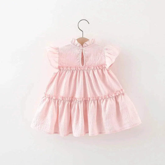 Breathable Baby Girl Dress With Tulip Pattern Embellishment For Girls Aged 9 Months To 4 Years - ToylandEU