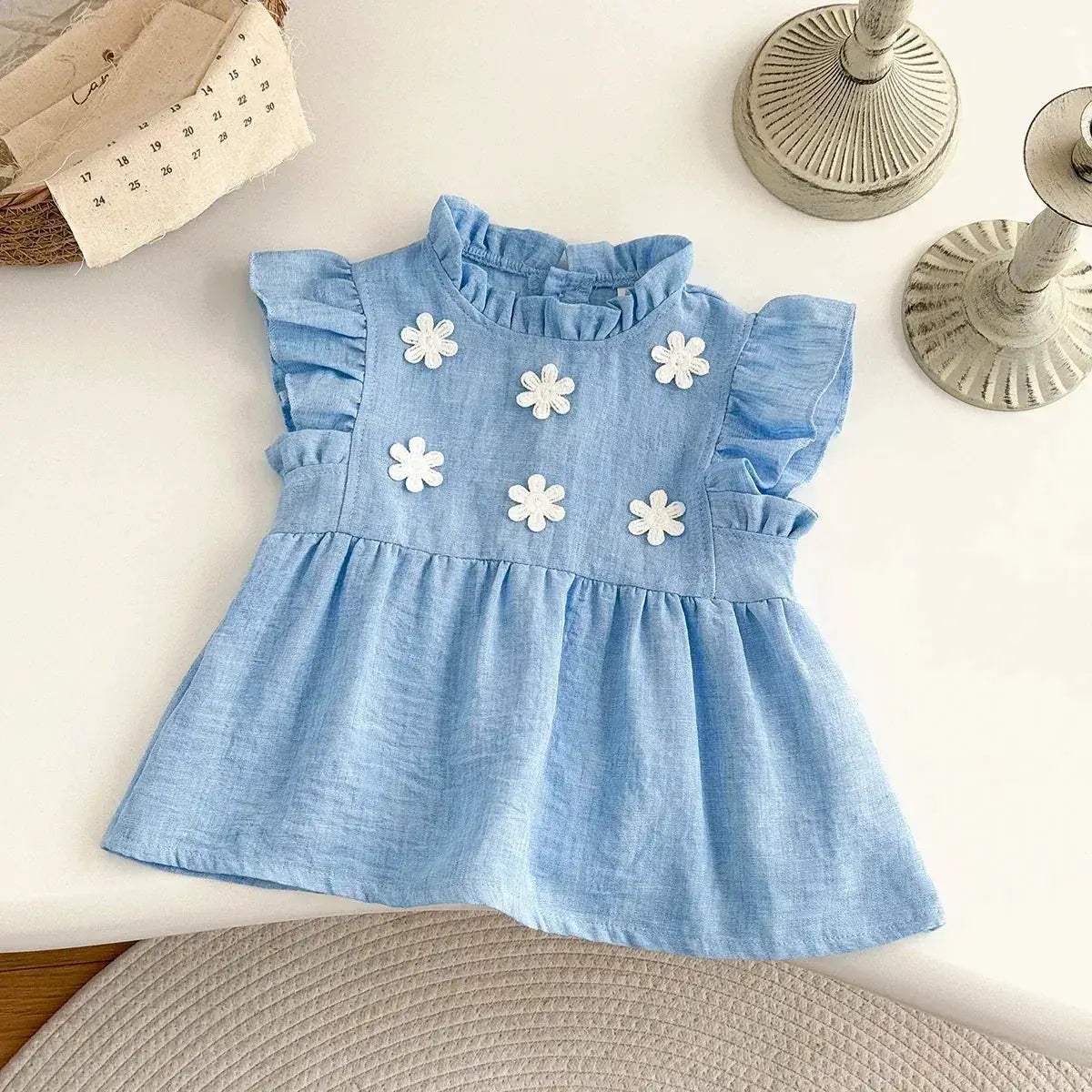 Breathable Baby Girls Floral Princess Knee Length Dress - ToylandEU