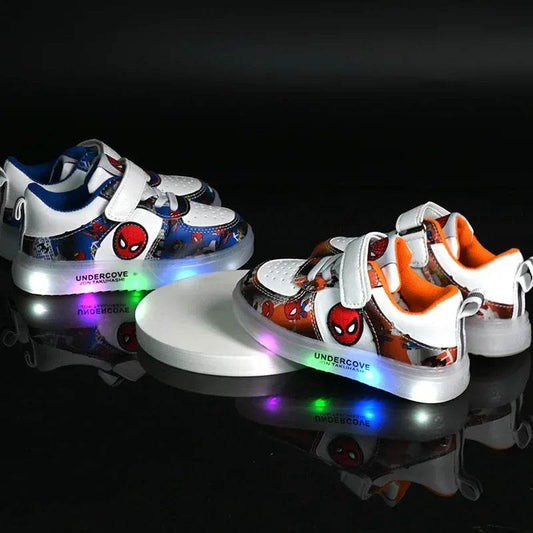 Breathable Kids LED Light Shoes Featuring Cartoon Spiderman Design for Unisex Casual Sports Wear - ToylandEU