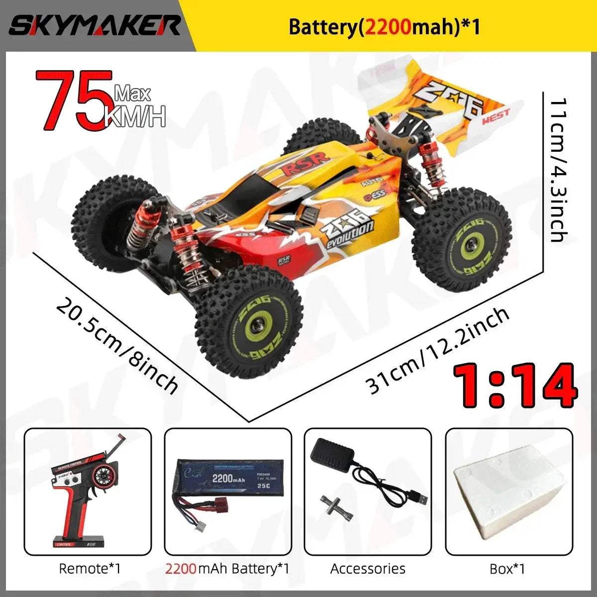 Brushless Off-Road RC Car 1 to 14 Scale High Speed - ToylandEU