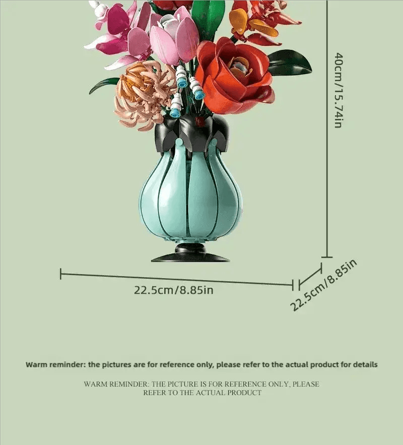 MOC 566PCS Rose Bouquet Vase Building Blocks Flower Model Gift - ToylandEU™
