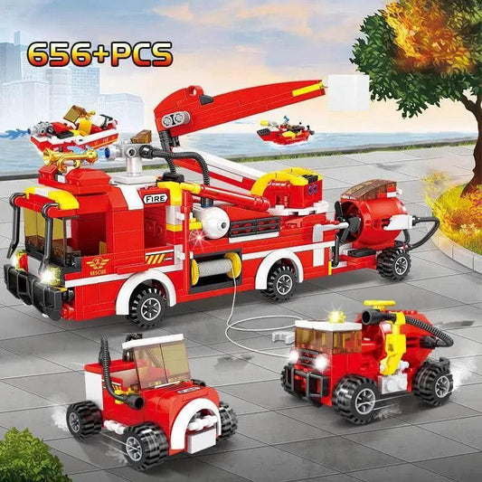 MOC 8 in 1 Fire Truck Building Blocks City Scaling Ladder Toy - ToylandEU™