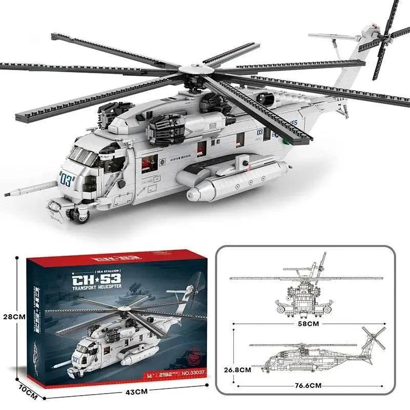 MOC CH-53E Transport Helicopter Building Blocks Army Plane Military Fighter Model Assembly Bricks Desktop Deco Kids Toy - ToylandEU™