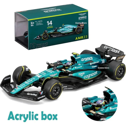 Burago 1:43 AMR23 F1 Diecast Model Car With Acrylic Packaging - ToylandEU