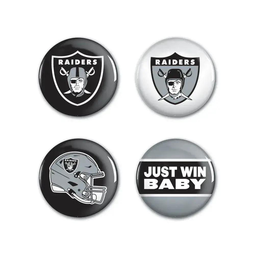 Las Vegas Raiders Buttons Set Four Pack Featuring Logos - ToylandEU™
