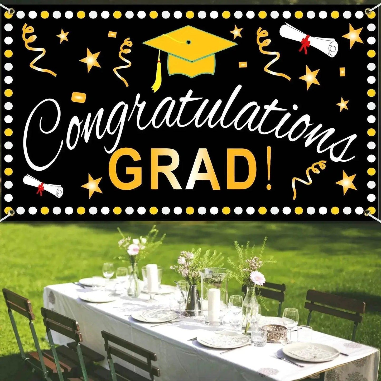 CONGRATS GRAD Graduation Season Hanging Flag Banner Cloth - ToylandEU™