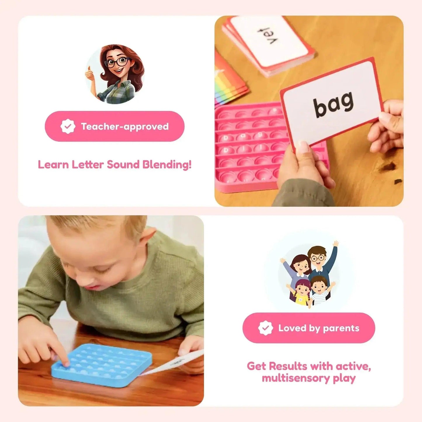 CVC Words Fidget Mats Word Pop For Early Readers Pack - ToylandEU™