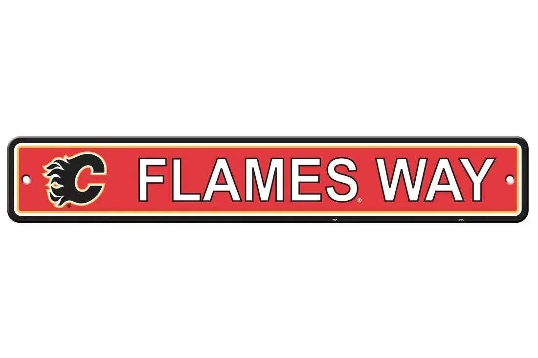 Calgary Flames 4x24 Plastic Street Sign Team Decor - ToylandEU™