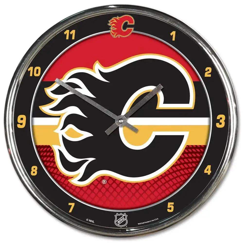 Calgary Flames Chrome Round Wall Clock 12 Inch Wincraft - ToylandEU™
