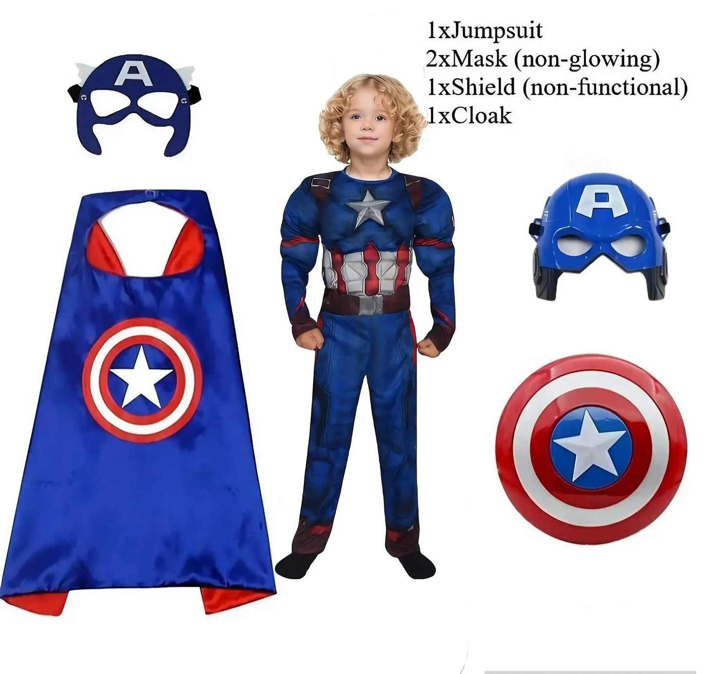 Captain America Costume Kids Muscle Suit Shield - ToylandEU™