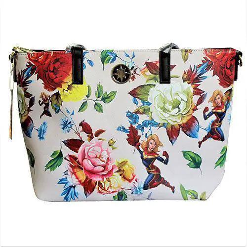 Captain Marvel Floral Tote Bag Saffiano Leather - ToylandEU™