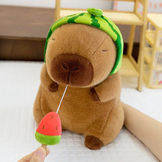 Capybara Plush Toy Watermelon Design Stretchable Fluffy Doll - ToylandEU