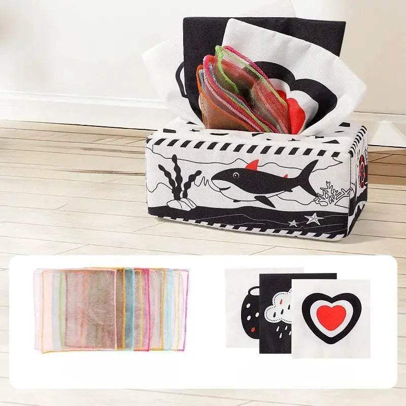 Cartoon Baby Tissue Box Montessori Toys Soft Crinkle Sensory Toys for Infants Toddlers - ToylandEU