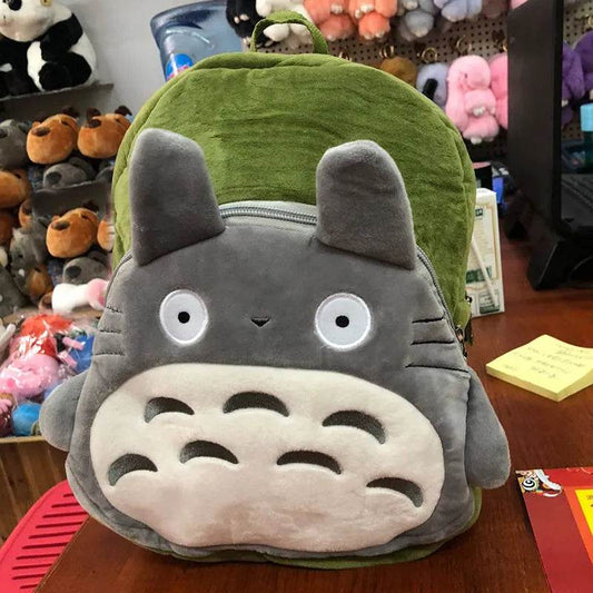 Charming Totoro Plush Backpack with Green Leaf Design for Kids - ToylandEU