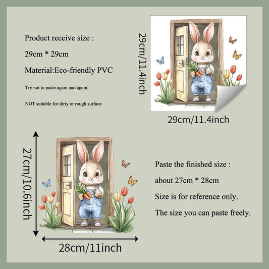 Charming Wall Sticker Painted Wooden Door Bunny For Kids - ToylandEU