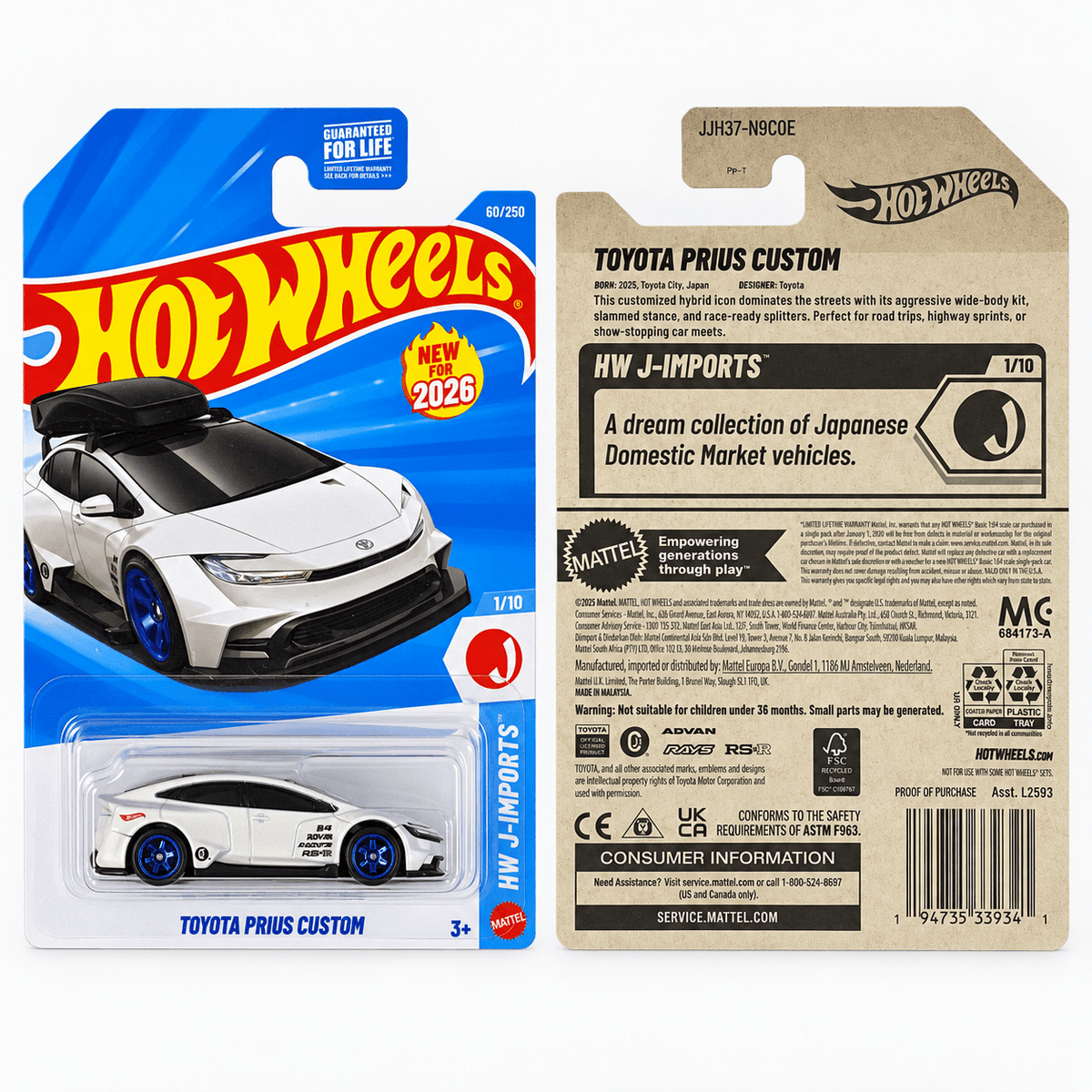 Hot Wheels Toyota Prius Custom | Wind Chill Pearl | 1/64 Scale Collector